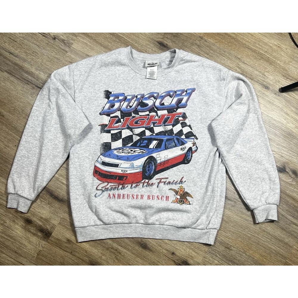 Gray Crewneck Sweatshirt - Racing Graphic